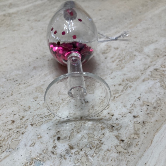 Champagne Glitter Pink Confetti Glass Flute Ornament - Picture 3 of 4